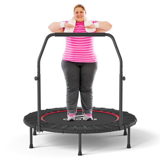 Trampolim dobrável de fitness CLORIS, trampolim portátil de 40 “Carga máxima de 400 libras com rebote de exercício para interior/jardim/treino com joelheira